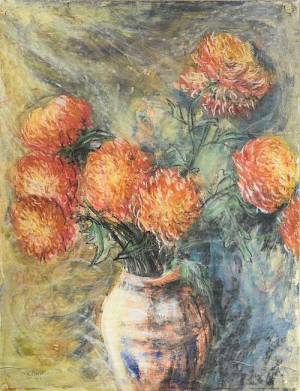 Orange Dahlias in a Vase